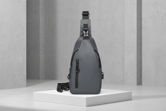 Sacoche homme  gris Urbain Connect avec port USB intégré et bandoulière ajustable