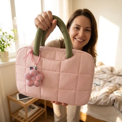 Sacoche ordinateur Style et Protectrice coloris rose en deux tailles