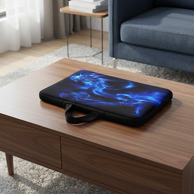 Sacoche pour ordinateur Stylée et Robuste au motif artistique bleu lumineux